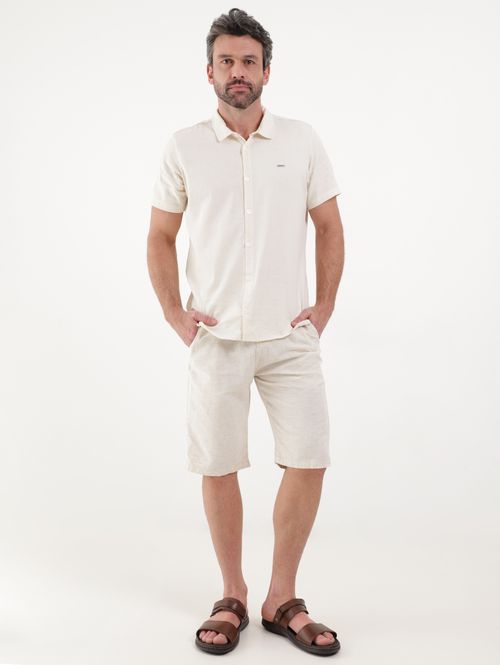 Camisa Manga Curta Masculina Bege