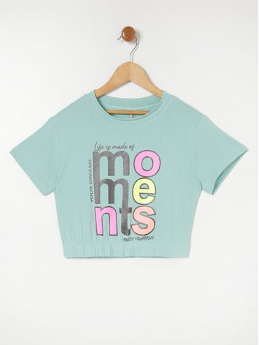 Blusa Manga Curta Juvenil Para Menina - Verde