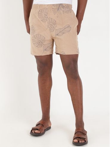 Short Estampado Masculino Bege