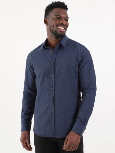 Camisa Manga Longa Elétron Masculina Azul Marinho