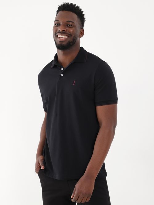 Polo Manga Curta Masculina Preto