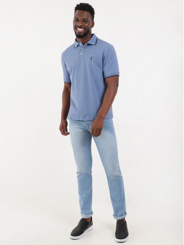 Polo Manga Curta Masculina Azul