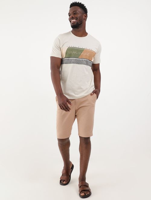 Camiseta Manga Curta Masculina Bege