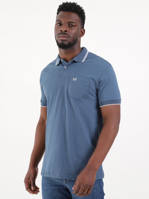 Polo Manga Curta Vilejack Masculina Azul