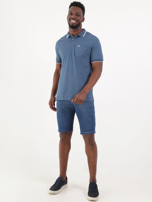 Polo Manga Curta Vilejack Masculina Azul
