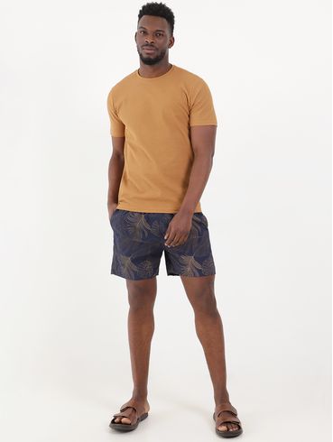 Short Estampado Masculino Azul Marinho