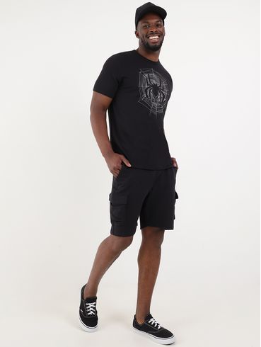 Camiseta Manga Curta Marvel Masculina Preto