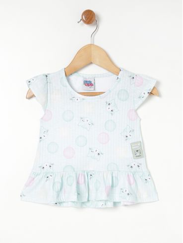 Blusa Manga Curta Infantil Para Bebê- Verde