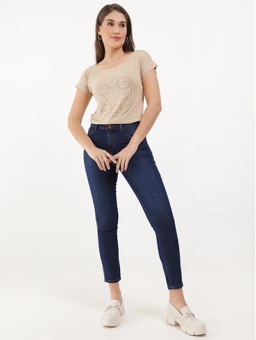 Blusa Manga Curta Feminina Bege