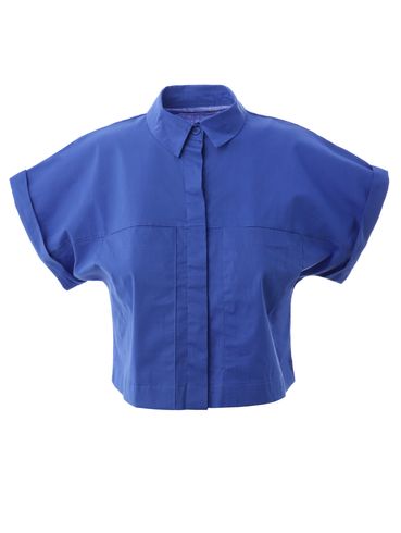 Camisa Cropped Autentique Feminina Azul