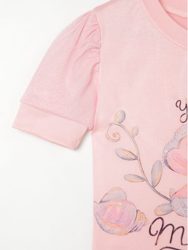 Blusa Manga Curta Infantil Para Menina- Rosa