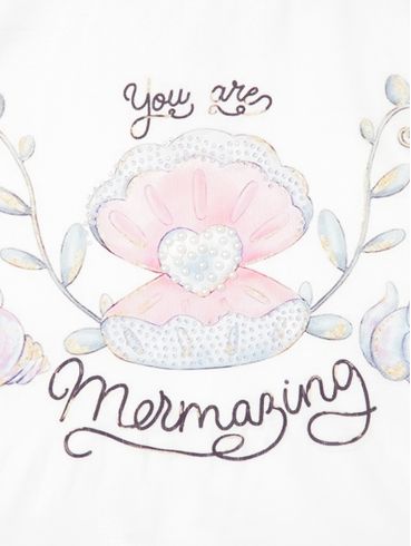 Blusa Manga Curta Infantil Para Menina- Off white