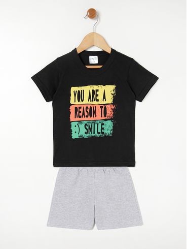 Conjunto Curto Infantil- Preto/Cinza