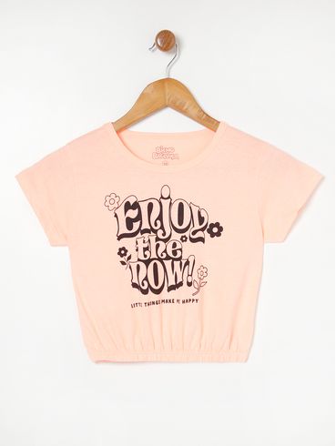 Blusa Manga Curta Juvenil Para Menina - Laranja