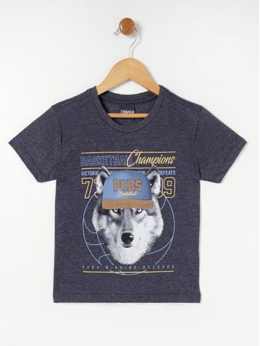 Camiseta Manga Curta Infantil- Azul Marinho