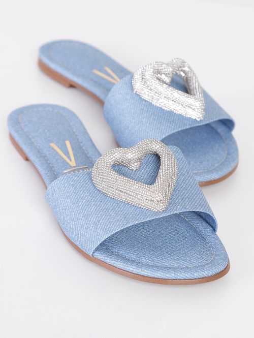 Rasteira Slide Vizzano Feminina Azul Claro