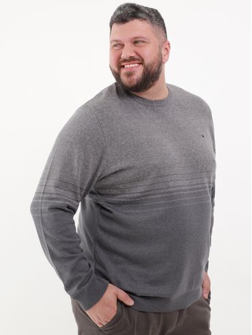 Suéter de Tricot Plus Size Masculino Cinza