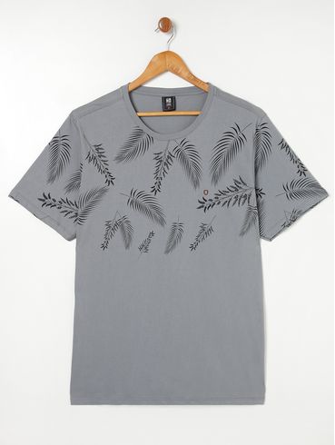 Camiseta Manga Curta No Stress Plus Size Masculina Cinza