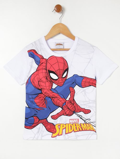 Camiseta Manga Curta Homem Aranha Infantil Para Me Branco