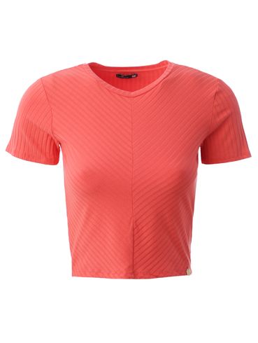 Blusa Cropped Canelada Autentique Feminina Laranja