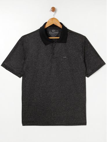 Polo Manga Curta Full Surf Plus Size Masculina Preto