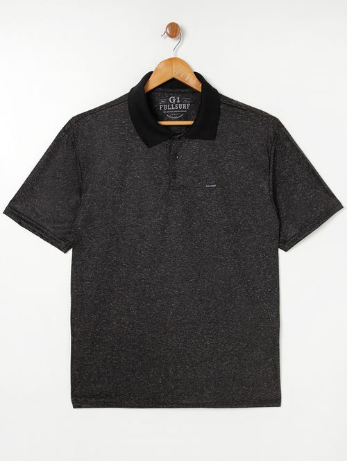 Polo Manga Curta Full Surf Plus Size Masculina Preto