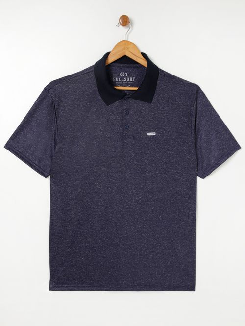 Polo Manga Curta Full Surf Plus Size Masculina Azul Marinho