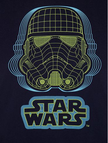 Camiseta Manga Curta Star Wars Juvenil Para Menino - Azul Marinho