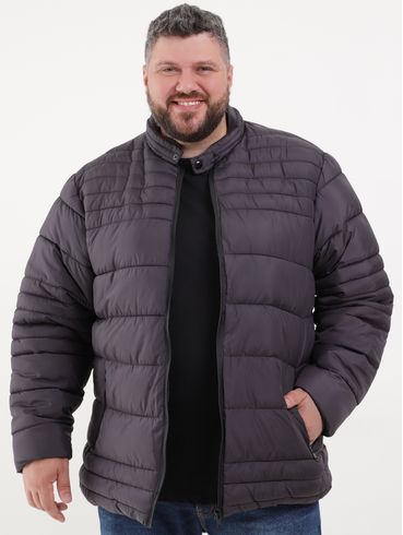 Jaqueta Puffer Plus Size Masculina Chumbo