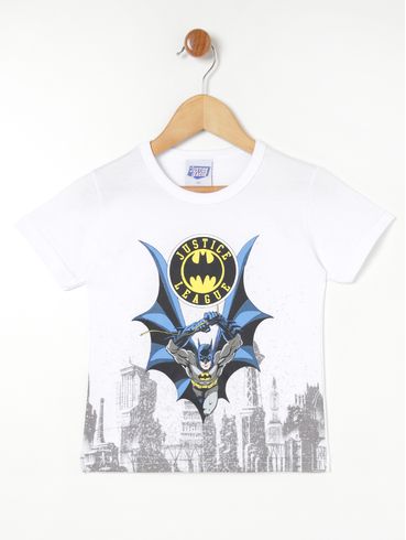 Camiseta Manga Curta Liga da Justiça Infantil- Branco