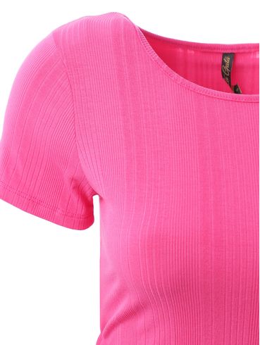Blusa Cropped Manga Curta Feminina Rosa Pink