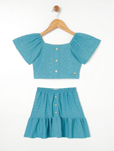 Conjunto Curto Infantil Para Menina - Azul