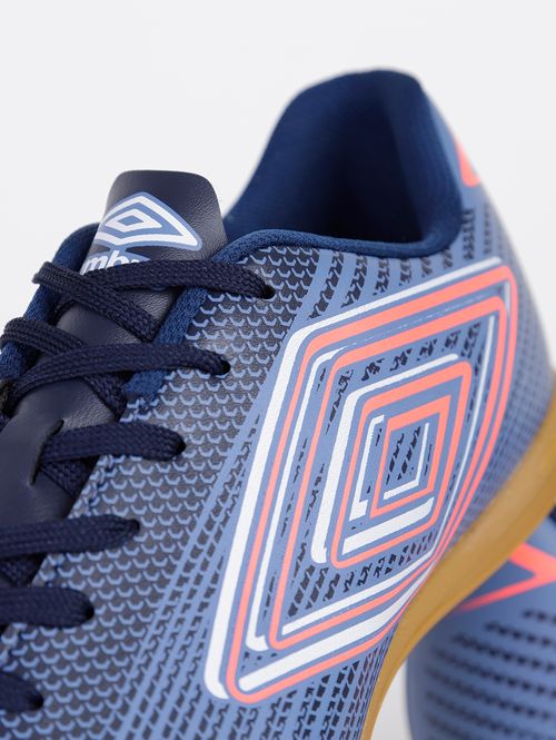Chuteira de Futsal Umbro Arcade Masculina Azul Marinho/Azul/Coral