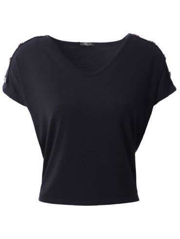Blusa Manga Curta Feminina Preto