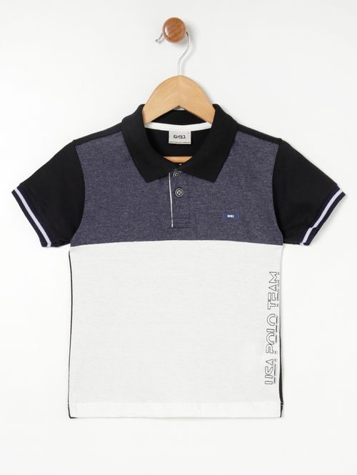Polo Manga Curta Infantil Para Menino - Preto/Azul Marinho/Branco