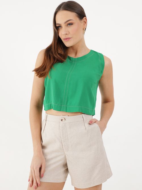 Blusa Regata Cropped Autentique Feminina Verde