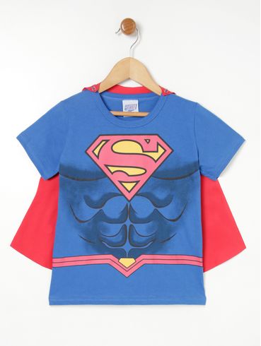 Camiseta Manga Curta Liga da Justiça Infantil- Azul