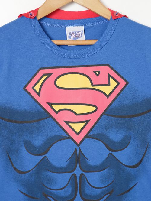 Camiseta Manga Curta Liga da Justiça Infantil- Azul