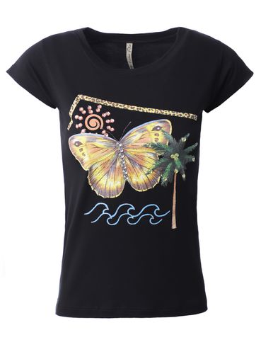 Blusa Manga Curta Feminina Preto