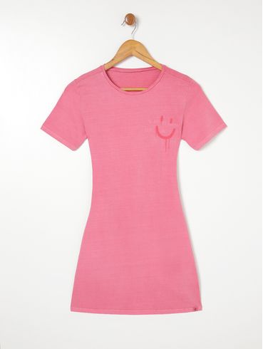 Vestido Estonado Lunender Juvenil Para Menina - Rosa