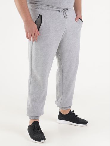Calça Moletom Plus Size Masculina Cinza