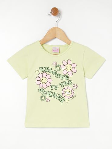 Blusa Manga Curta Infantil Para Menina - Verde
