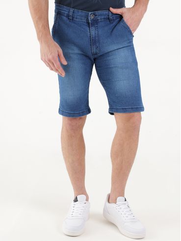 Bermuda Jeans Estonada Masculina Azul