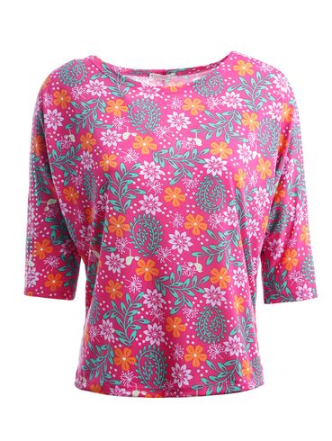 Blusa Manga 3/4 Estampada Feminina Rosa Pink