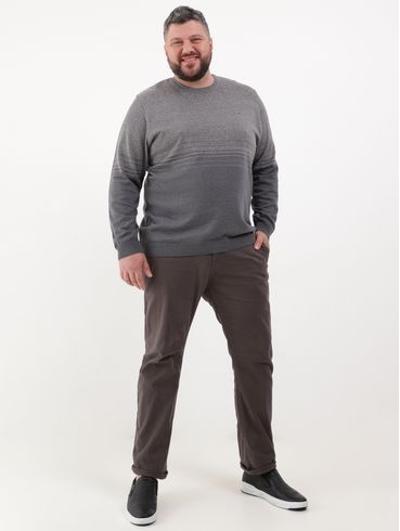 Calça Sport Sarja Plus Size Masculina Chumbo