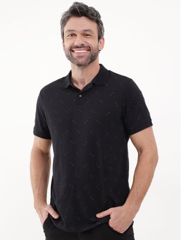 Polo Manga Curta Masculina Preto