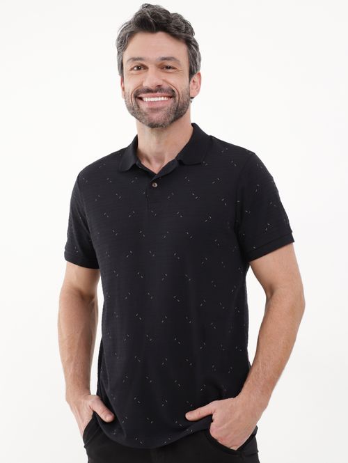 Polo Manga Curta Masculina Preto