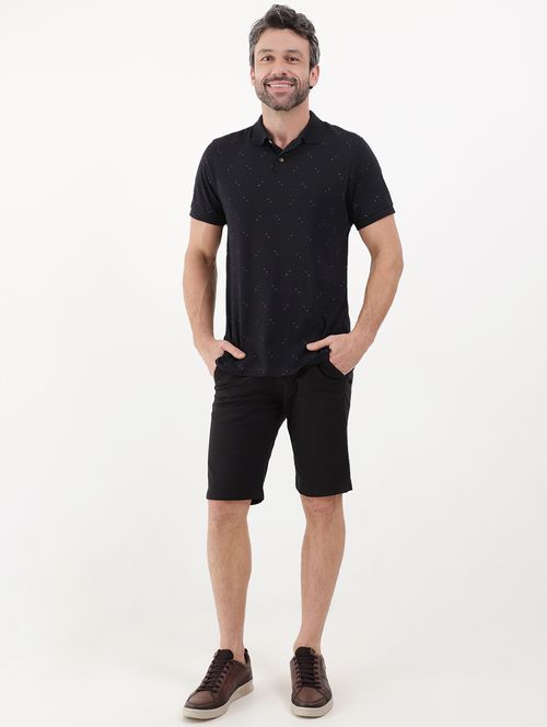 Polo Manga Curta Masculina Preto