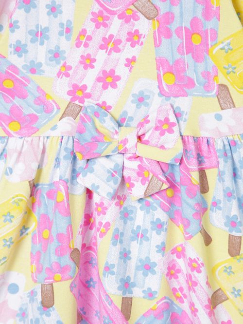 Vestido Estampado Infantil Para Menina - Rosa/Amarelo