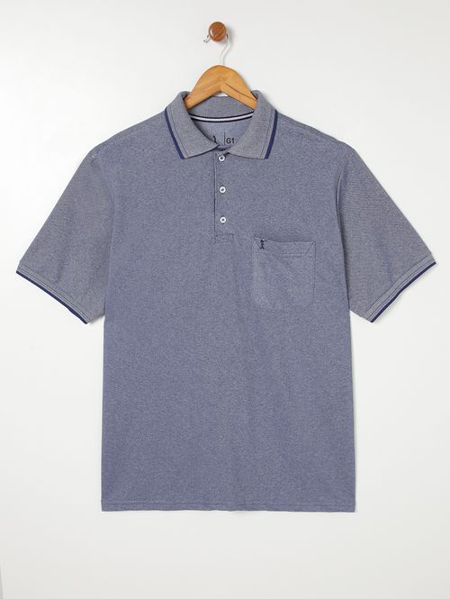 Polo Manga Curta Plus Size Masculina Azul